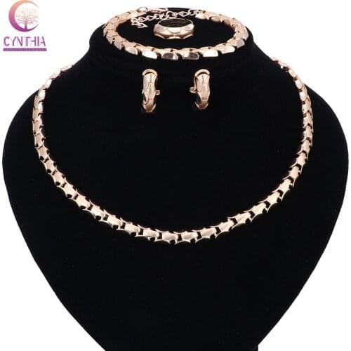 Fashion Jewelry Set Bridal Nigeria African beads Jewelry Necklace Bracelet Earring Ring Wedding Jewelry Sets For Women