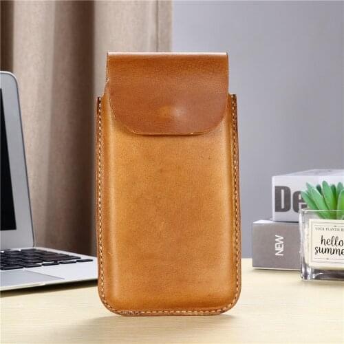 Man Genuine Leather Cellphone Belt Waist Bag For Samsung Galaxy Z Fold2 Phone Cover Case Bags