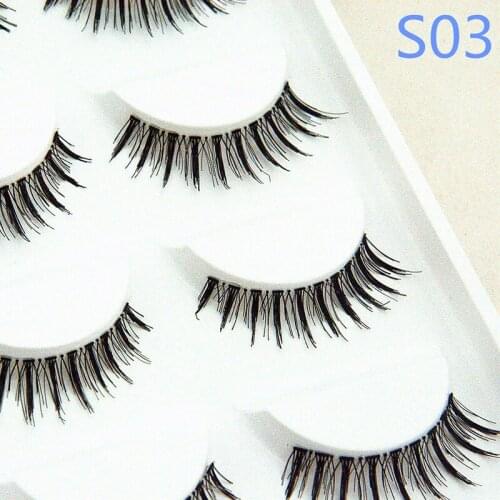 5pairs False Eyelashes Handmade Waterproof Durable Soft Natural Long Crisscross Winged Reusable False Eyelashes Makeup Tools