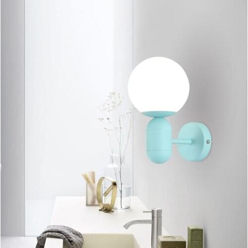 Nordic LED Macaron Wall Lamp Glass Creative Wall Lights Bedroom Living Room Aisle Lighting Study Bedside Lights Home Decor Lamp