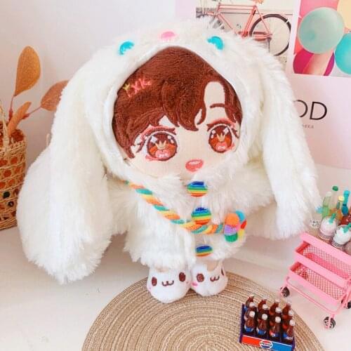 NEW 20cm Doll Outfit Plush Dolls rabbit Clothes Lovely coat Stuffed Toys Dolls Accessories for Korea Kpop EXO Idol Dolls Gift