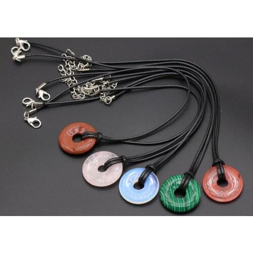 1PC New Natural Stone Big Hole Beads Necklace Rose Pink Quartz Tiger Eye Opal Charms Necklaces for Women Exquisite Jewelry Gift