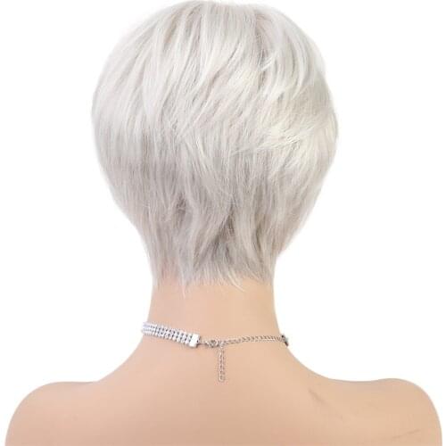 Human Hair Wig Texture Short Wig&Bangs Pixie Cut Wigs For White Women