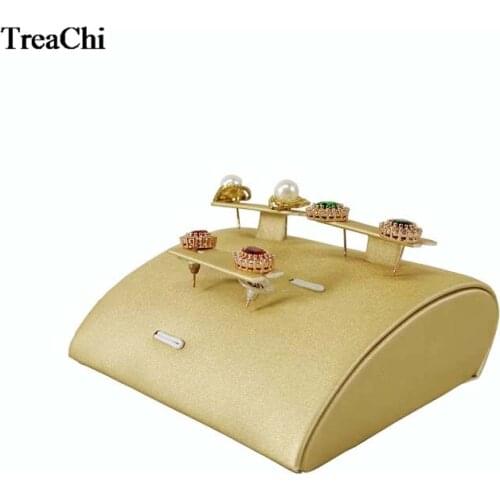 Drop Shape Gold PU Jewelry Display Stand 3Pairs Earring Ear Studs Jewelry Showcase Creative Resin Stud Organizer Holder Stand