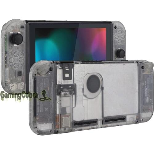 EXtremeRate Transparent Clear Console Back Plate Controller Housing Shell with Buttons for Nintendo Switch Console & Joy-Con