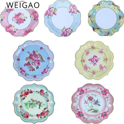 Floral Printing Disposable Tableware Tea Party Supplies Paper Plate Cup Baby Shower Birthday Party Home Decor Wedding Decoration