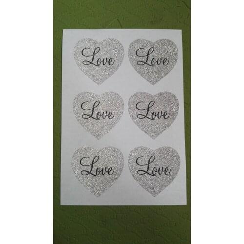 3.8cm Silver glitter heart shape stickers