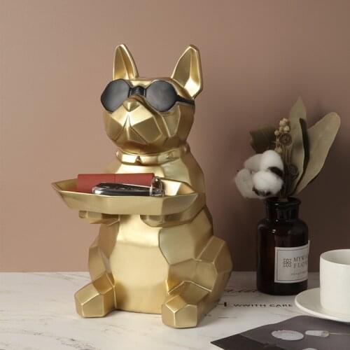 Nordic Resin French Bulldog Storage Decoration Creative Dog Statue Tissue Box Tray Living Room Coffee Table Home Decor