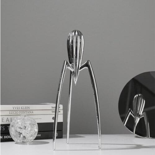 Modern Home Furnishing Creative Alien Invader Silver Metal Statuette Decoration Office Living Room Office Wall Cabinet Desktop