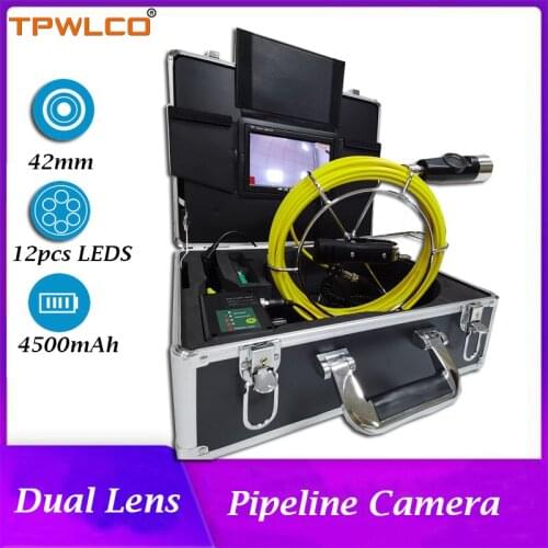 Waterproof 42mm Dual-Lens Pipeline Camera With 12pcs LED Lights 20m 7inch Color Screen Pipe Internal Inspection Detector System
