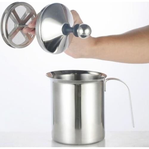400/800ML Stainless Steel Milk Frother Double Mesh Milk Frother for Cappuccino Latte Milk Jugs Manual Coffeeware Kitchen Gadgets