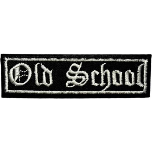 OLD SCHOOL Embroidered PATCH Biker Emblem Iron-on or Sew-on Funny Saying New (Size is about 7.1*2.1 cm)