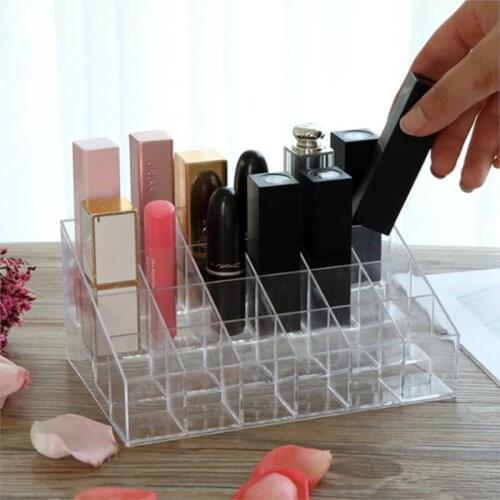 24 Grid Makeup Organizer Storage Box Cosmetic Box Lipstick Jewelry Box Case Holder Display Stand Make Up Organizer Accessories