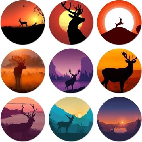 58mm Deer in the Sunset Icons Pins Badge Decoration Brooches Metal Badges For Clothes Backpack Decoration