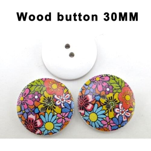 10Pcs Sun Flower Buttons 30MM Pattern Cartoons Wood Sewing Coat Button Scrapbooking Charms WCF-1043