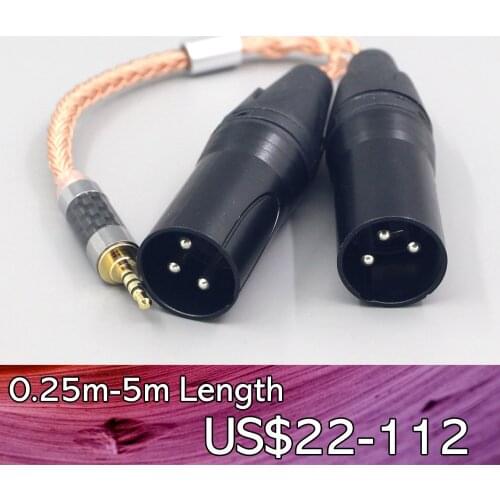 LN007730 16 Core 99% 7N OCC Copper Earphone Cable For 3.5m 2.5mm 4.4mm 6.5mm To Dual XLR 3 pole Male Cable
