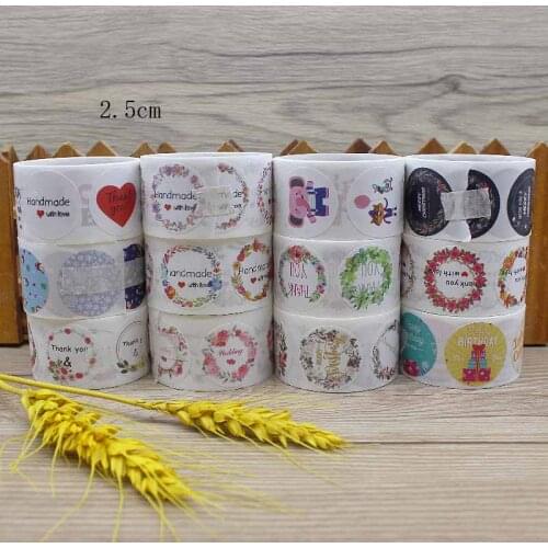 2.5cm round Multi style DIY Handmade lable stickers Merry christmas seal labels flower jewelry label sticker 100pc per lot