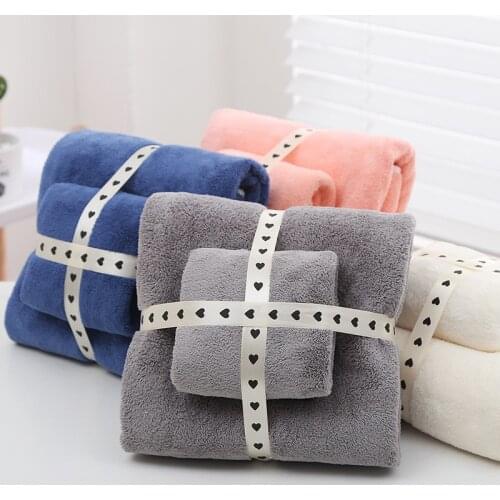 Coral Velvet Strong Water Absorbent Face Towel Bath Towels 2 Pcs Set Soft Skin-friendly Fast Drying Bath Towel Shower Towels