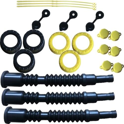 3 Pack Gas Can Replacement Spout SET Flexible Pour Nozzle, Screw Collar Cover