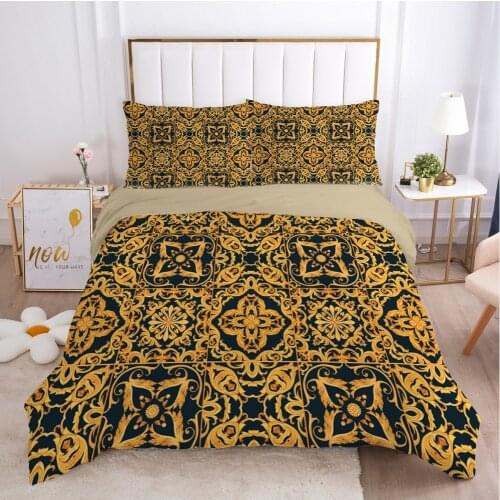 3D Black Luxury Duvet Cover Set Bedding Sets Quilt Covers Pillowcases Comforther Cases King Queen Full Twin Size Bed Linen