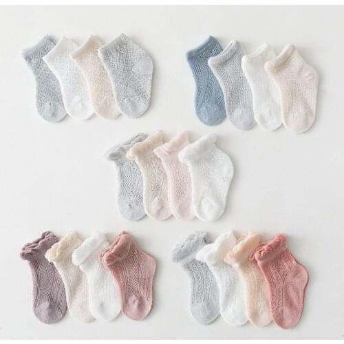 4 Pairs/Lot Children Cotton Socks Boy Girl Baby Cute Cartoon Breathable Mesh Soft Socks for 0-5 Years Teens Summer Fashion Kids