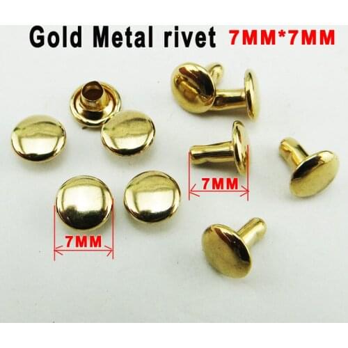 50pcs 7MM Gold Rivet Decorative Button Clothes Accessory Leather Bag Fits MR-042