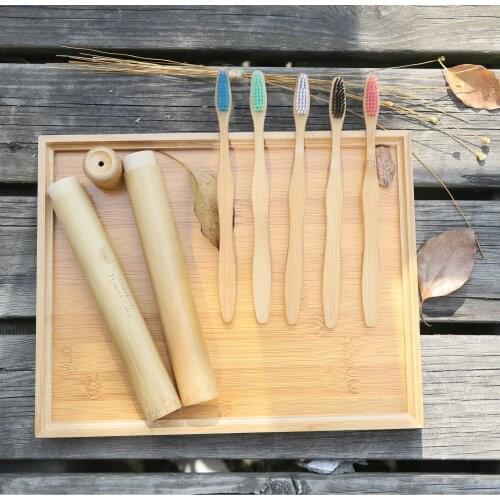 6pcs Bamboo Charcoal Toothbrushes Soft Bristles Eco Friendly Travel Tooth Brush Bamboo toothbrush case biodegradable tube box
