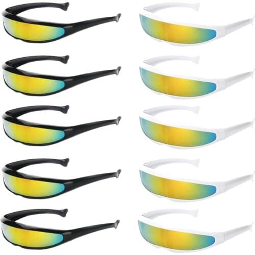 8Pack Novelty Futuristic Cyclops Mirrored Sunglasses Party Cosplay Costumes