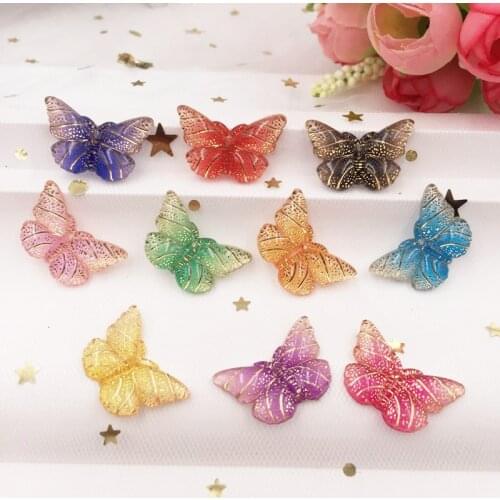 Shiny Mix Colorful Butterfly Flat Back Rhinestone Applique 20pcs DIY 1 Hole Bead Wedding Decoration Home Craft Christmas Gift