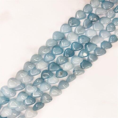 1 Strand 40Pcs 10x10x5mm Blue and Gray Malay Jade Love Heart Loose Beads For DIY Jewelry Necklace Making Accessories 15.5Inch