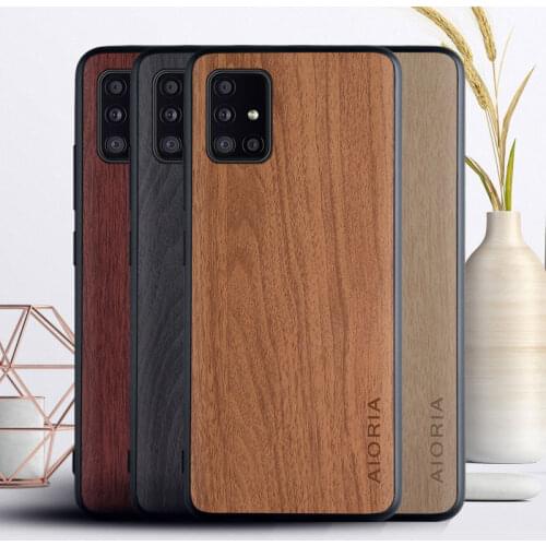 Case for Samsung Galaxy A50 A40 A30 A10 A70 A71 A51 A31 A21S A41 A11 M31 funda Luxury wood pattern leather case cover coque capa