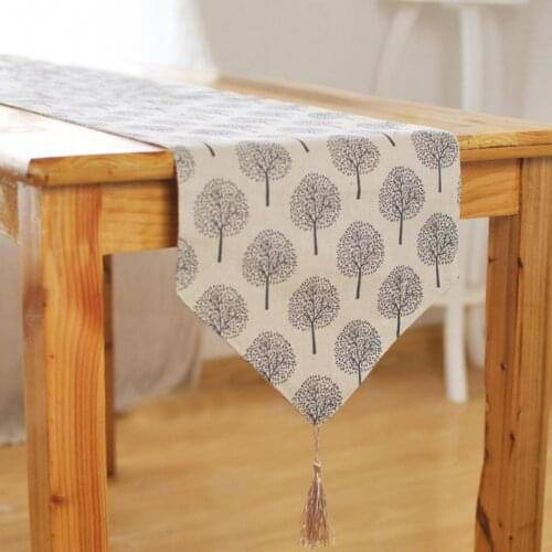 33cm*160/180/200/220cm 5Size Table runner Modern Tree pattern Chirstmas party wedding Decor crafts Linen cotton Table Runner