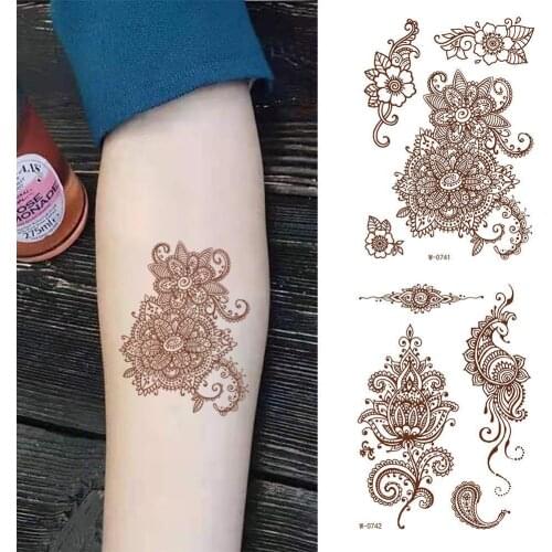 Hena Sticker Lace Henna Tattoo Stickers Supplies Bright Red Geometric Pattern Party Waterproof Temporary Tatoo Paster