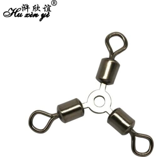 HXY (30 50)PCS SIZE(2#-12#) O-shape three way rolling swivels fishing tackle fishing hook connector rolling swivels accessories