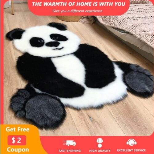 Panda Print Rugs 90x120cm Carpets for Living Room Rectangle Bedroom Study Large Area Rugs Non-slip Washable Plush Cartoon tapis