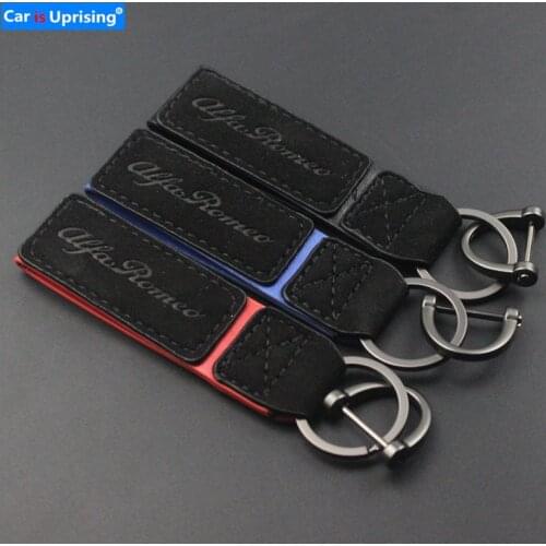 1pcs Leather Car Keychain Key Ring Keyring for Alfa Romeo giulia 159 147 156 166 giulietta 147 159 mito Car styling Accessories