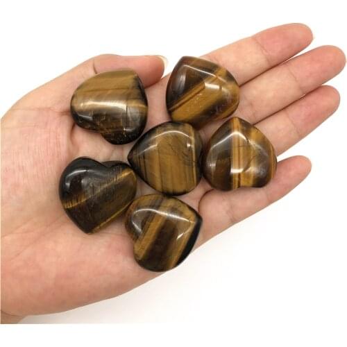 Beautiful 1/2pcs Natural Tiger Eye Stone Heart Shaped Crystal Gemstone Healing Chakra Polished Natural Quartz Crystals