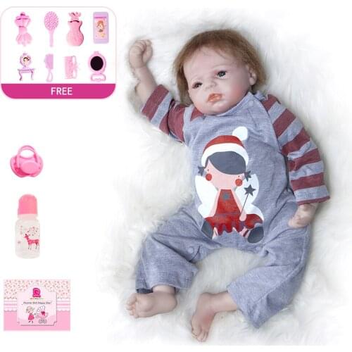 22"55cm Soft Cloth Body Realistic Reborn Baby Dolls Lifelike Bebe Reborn Toddler Toys Christmas Gift for Children Kids Toys Doll