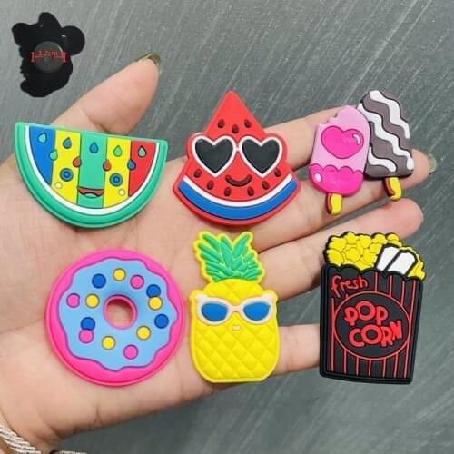 1PCS PVC Cute Cartoon Fridge Magnets Watermelon Ice Cream Donut Pineapple Popcorn Refrigerator Magnetic Sticker Kawaii Food Toys