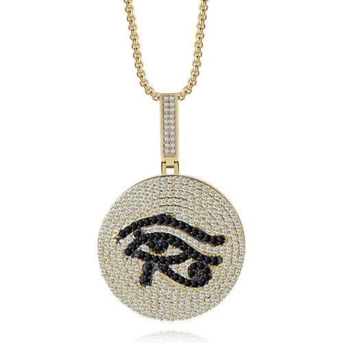 Fashion Hip Hop Style Pendant Necklace For Men And Women Neutral Copper Zircon Gold Color Round Necklace Party Jewelry
