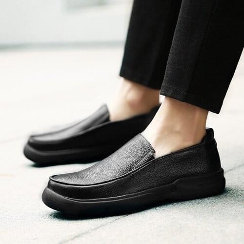 2021 Male Fashion Casual Shoes Comfortable Formal Loafers Men Shoes Genuine Leathe Men Casual Shoes Black Male Driving Shoes