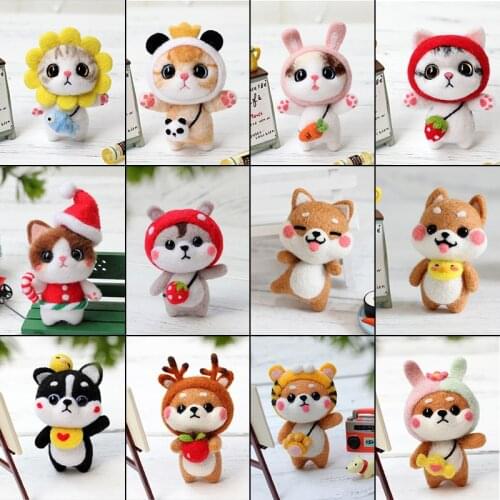 MIUSIE Fashion Custom Doll Wool Felt Craft DIY Non Finished Poked Set Handcraft Kit for Needle Material Bag Pack Doll For Girl