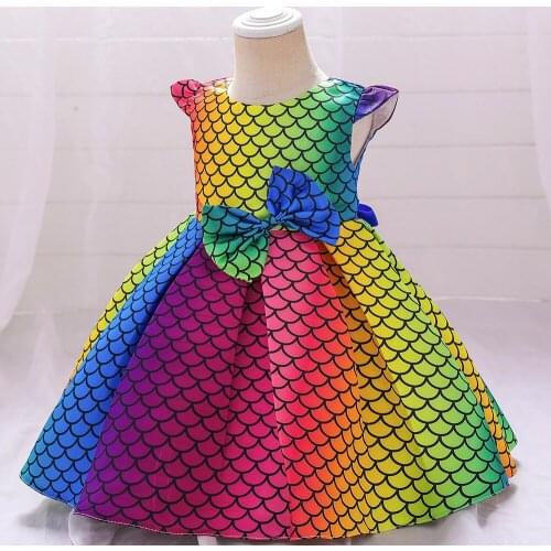 2021 new girls summer catwalk dress baby girl colorful princess dress baby girl clothes