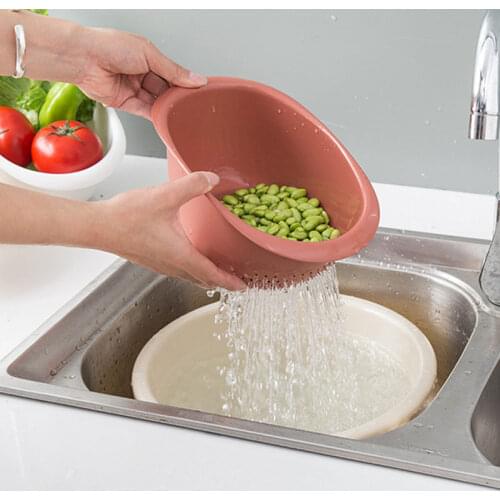 New Plastic Rice Beans Peas Washing Filter Strainer Vegetable Fruit Basket Sieve Drainer Cleaning Gadget U3