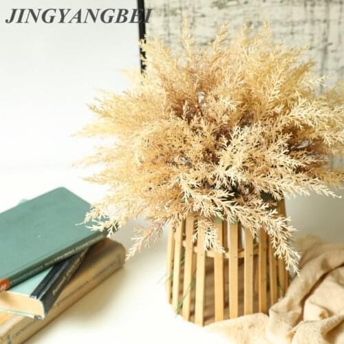 Autumn Misty Pine Needle Grass Artificial Plants Plastic Asparagus Fake Wall Flowers for Home Hotel Table Wedding Decoration