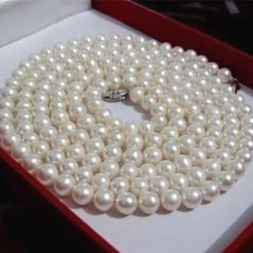 Perfect white natural 6-7mm pearl approx round beads necklace wholesale price long chain women fashion clothes jewelry 36"MY4511