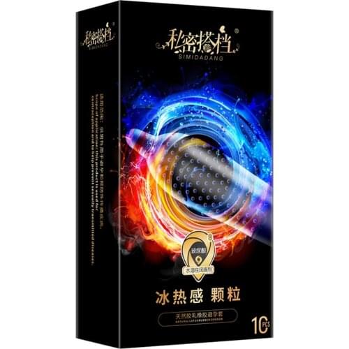 Hyaluronic Acid Cock Condom Ice Fire Dotted Natural Latex Rubber Intimate Goods Sex Products Natural 10PCS