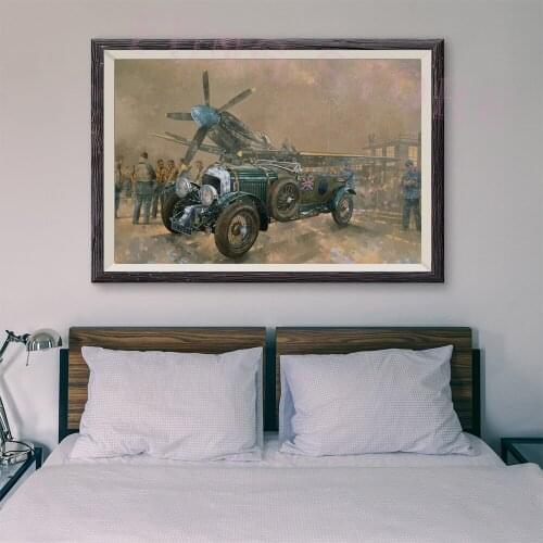 T142 Retro Racing Car Classic Painting green cars and planes 44 Custom Silk Poster Home Deco Wall Art Christmas Gift