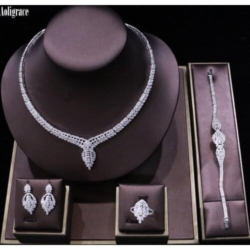 Saudi Arabia 5A Full Cubic Zirconia Jewelry Set for Women CZ Crystals Birthstone Gifts for Party/Anniversary Day/Birthday