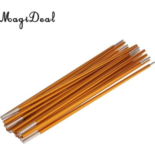 MagiDeal Durable Aluminum Alloy 11 Section Spare Replacement Tent Poles 385cm Gold for Camping Travel Hiking Accessories